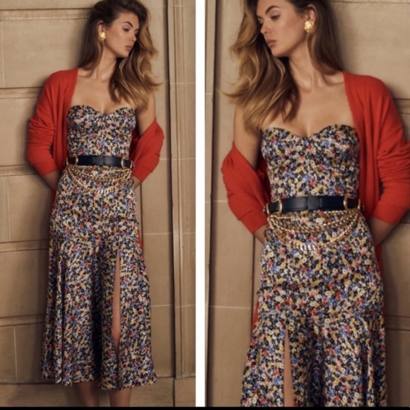 Veronica Beard Annika Floral Print Strapless Dress - Picture 4 of 9